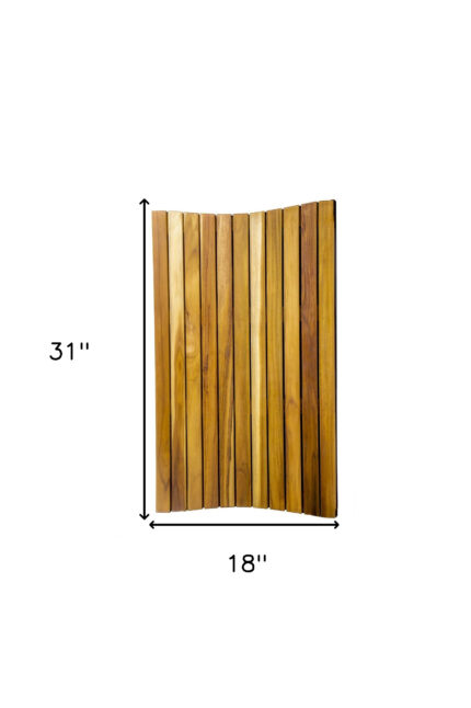 31" Brown Teak Slat Non Slip Bath Mat - Image 5