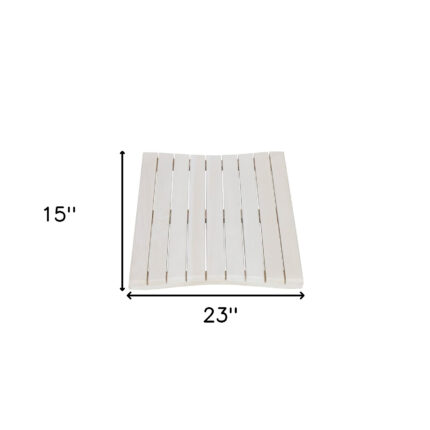 23" White Teak Slat Non Slip Bath Mat - Image 8