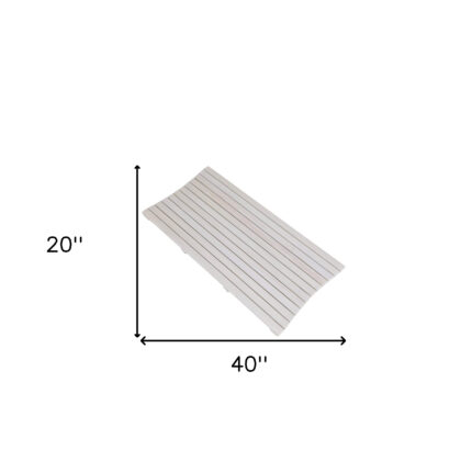 40" White Teak Slat Non Slip Bath Mat - Image 11