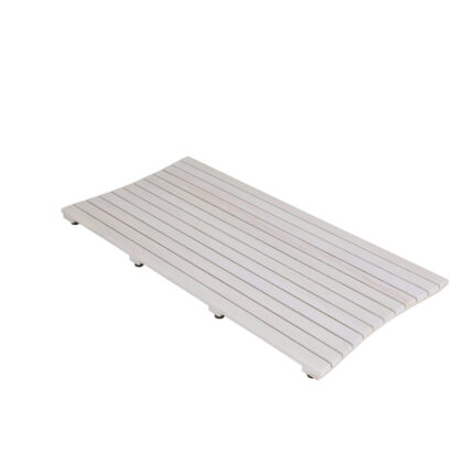 40" White Teak Slat Non Slip Bath Mat - Image 7