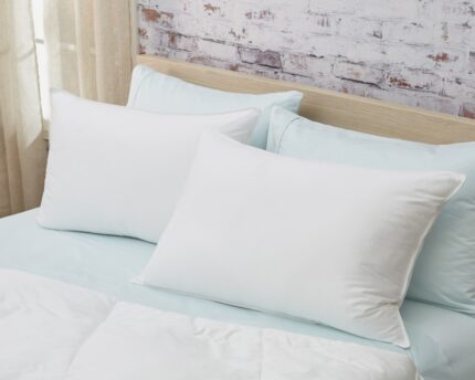 100% Cotton Lux Sateen Down Alternative Medium Hypoallergenic Queen Size Bed Pillow - Image 3