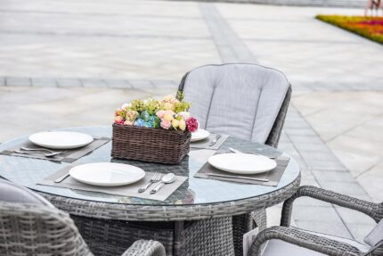 Five Piece Gray Round Glass Dining Set - Image 6
