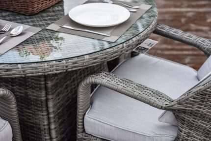 Five Piece Gray Round Glass Dining Set - Image 7