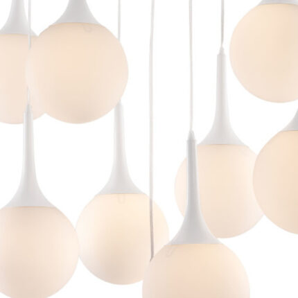 White Shaded Nine Light Metal Dimmable Ceiling Light - Image 6