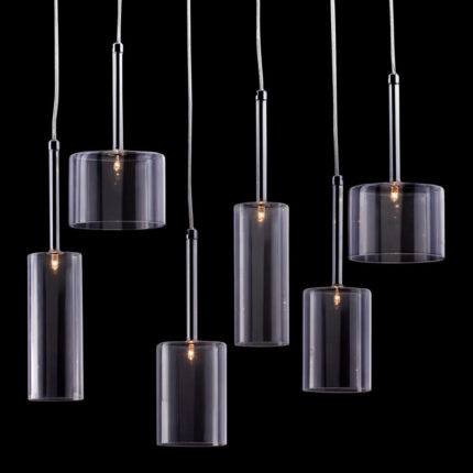 Silver Kitchen Island Six Light Metal LED Ceiling Light With Shades - Image 7