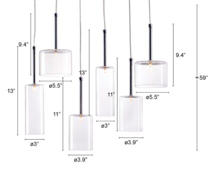 Silver Kitchen Island Six Light Metal LED Ceiling Light With Shades - Image 8