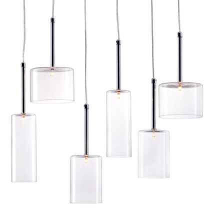 Silver Kitchen Island Six Light Metal LED Ceiling Light With Shades - Image 3