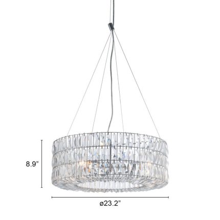 Silver Lantern Metal Chandelier With Silver Shades - Image 8