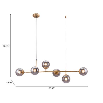 Gold Kitchen Island Six Light Metal Dimmable Ceiling Light With Clear Shades - Image 13