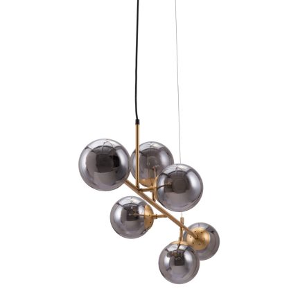 Gold Kitchen Island Six Light Metal Dimmable Ceiling Light With Clear Shades - Image 3