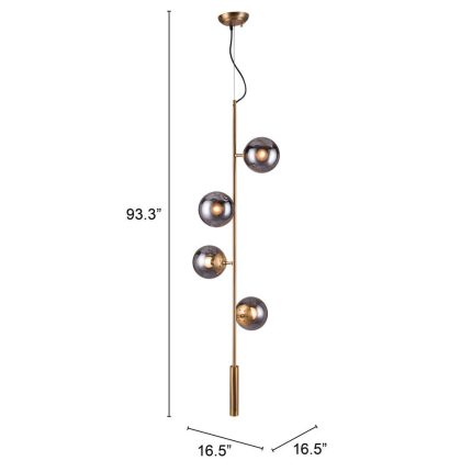 Gold Shaded Four Light Metal Dimmable Ceiling Light With Clear Shades - Image 12