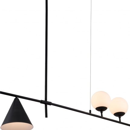 Black Kitchen Island Three Light Metal Chandelier With Black and White Shades - Image 10