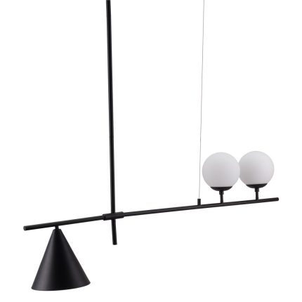 Black Kitchen Island Three Light Metal Chandelier With Black and White Shades - Image 3