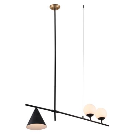 Black Kitchen Island Three Light Metal Chandelier With Black and White Shades - Image 7