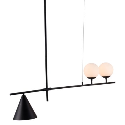Black Kitchen Island Three Light Metal Chandelier With Black and White Shades - Image 5