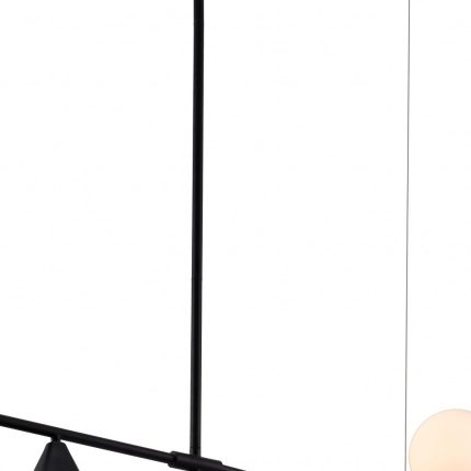 Black Kitchen Island Three Light Metal Chandelier With Black and White Shades - Image 9
