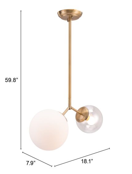 Gold Shaded Two Light Metal Dimmable Ceiling Light With White Shades - Image 10
