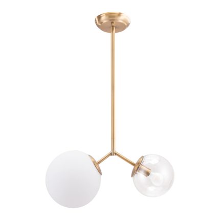 Gold Shaded Two Light Metal Dimmable Ceiling Light With White Shades - Image 7