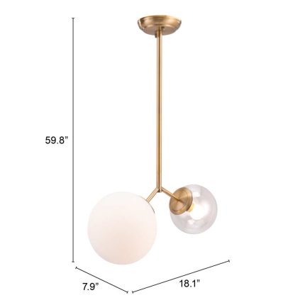 Gold Shaded Two Light Metal Dimmable Ceiling Light With White Shades - Image 11