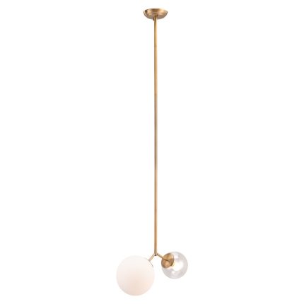 Gold Shaded Two Light Metal Dimmable Ceiling Light With White Shades - Image 3