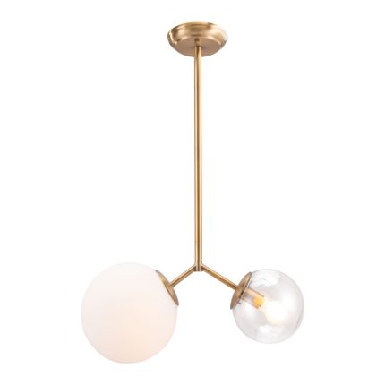 Gold Shaded Two Light Metal Dimmable Ceiling Light With White Shades - Image 5