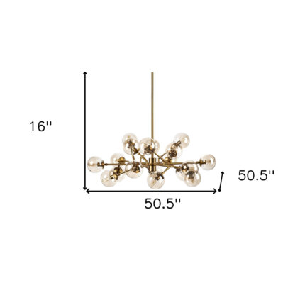 Gold Metal Eighteen Bulb Hanging Chandelier - Image 7