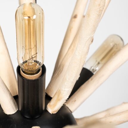 Wood And Metal Starburst Six Bulb Hanging Light - Image 7