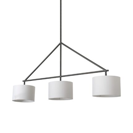 Metal Framed White Shade Three Bulb Hanging Light - Image 1