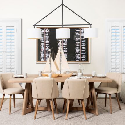 Metal Framed White Shade Three Bulb Hanging Light - Image 6