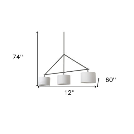 Metal Framed White Shade Three Bulb Hanging Light - Image 7