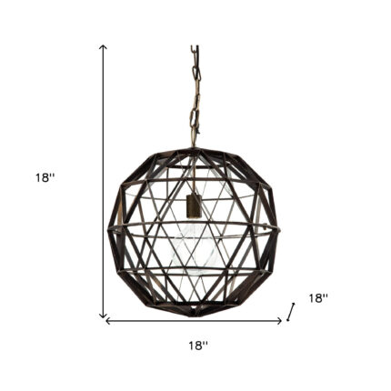 Black Metal Geometric Globe Hanging Light - Image 9