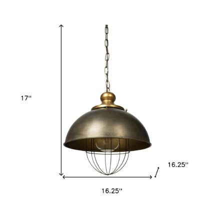Rustic Gold Ton Metal Dome Hanging Light - Image 9