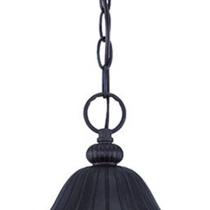 Three Light Matte Black Leaf Detail Hanging Light - Image 4