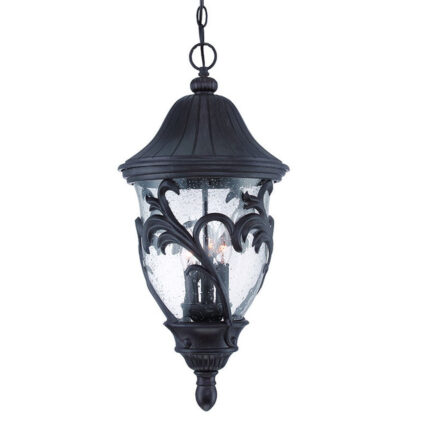 XL Three Light Matte Black Leaf Detail Hanging Light - Image 3