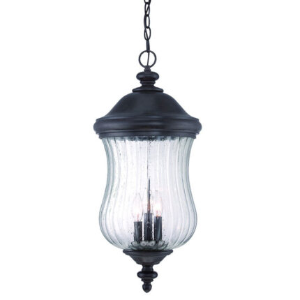 XL Three Light Matte Black Urn Shaped Hanging Light - Image 3