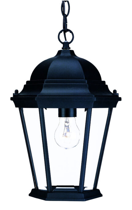 Black Lantern Beveled Metal Dimmable Chandelier With Clear Shades - Image 3