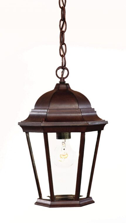 Brown Lantern Beveled Metal Dimmable Chandelier With Clear Shades - Image 2