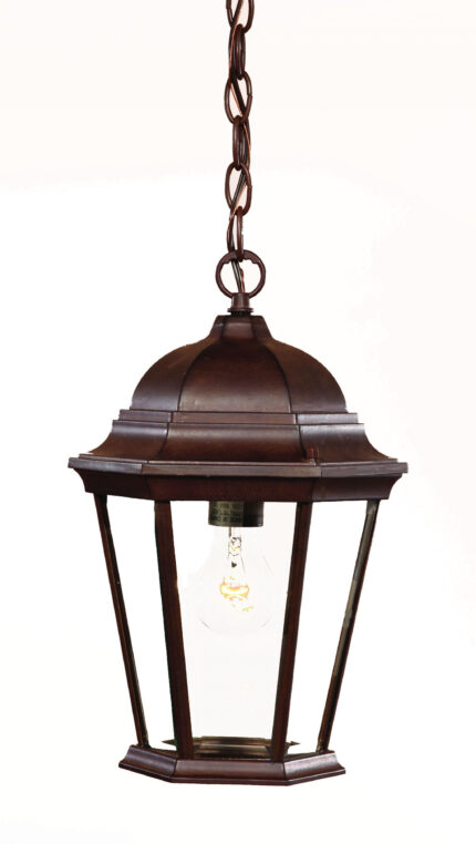 Brown Lantern Beveled Metal Dimmable Chandelier With Clear Shades - Image 3