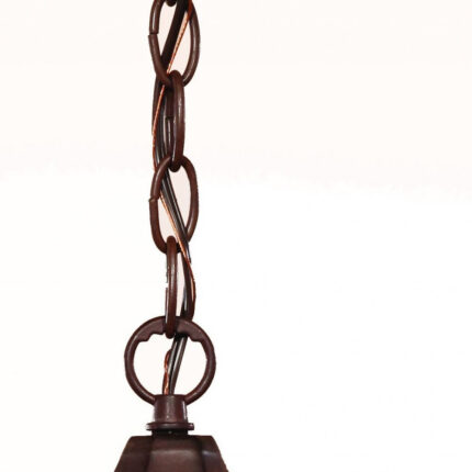 Brown Lantern Beveled Metal Dimmable Chandelier With Clear Shades - Image 5