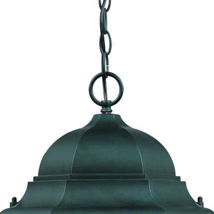 Three Light Matte Black Domed Glass Lantern Hanging Light - Image 4