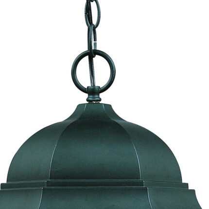 Three Light Matte Black Domed Glass Lantern Hanging Light - Image 5