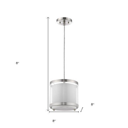 White and Silver Hanging Light with Fabric Shade - Image 5