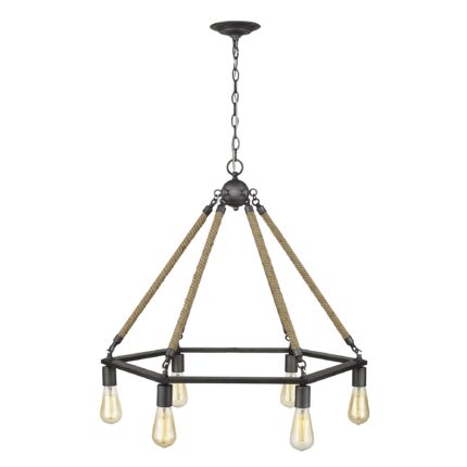 Brown and Black Six Light Metal Dimmable Chandelier - Image 2
