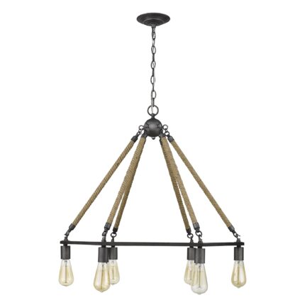 Brown and Black Six Light Metal Dimmable Chandelier - Image 4