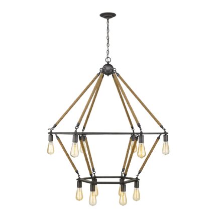 Brown and Black Twelve Light Metal Dimmable Chandelier - Image 2