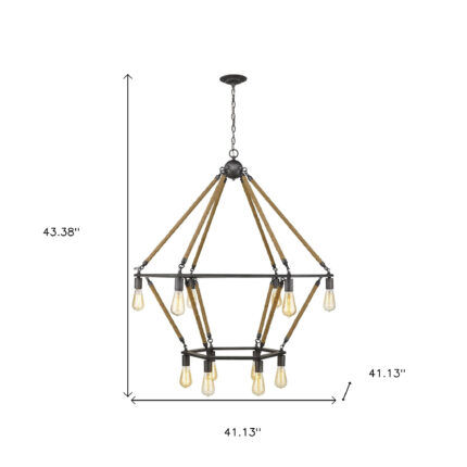 Brown and Black Twelve Light Metal Dimmable Chandelier - Image 11