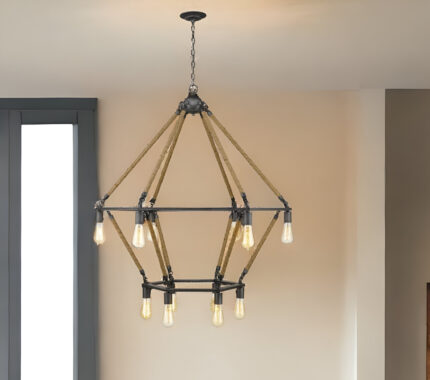 Brown and Black Twelve Light Metal Dimmable Chandelier - Image 1