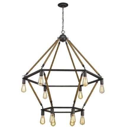 Brown and Black Twelve Light Metal Dimmable Chandelier - Image 3