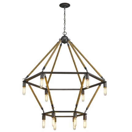 Brown and Black Twelve Light Metal Dimmable Chandelier - Image 4