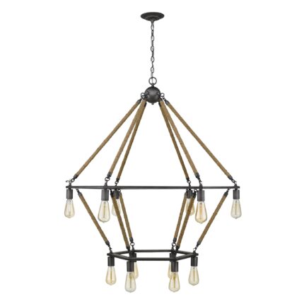 Brown and Black Twelve Light Metal Dimmable Chandelier - Image 5